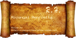 Rozsnyai Henrietta névjegykártya